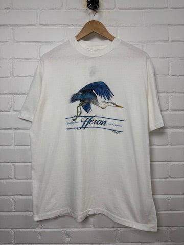 Vintage 1989 Great Blue Heron Animal Graphic T Shirt Size XL 80s