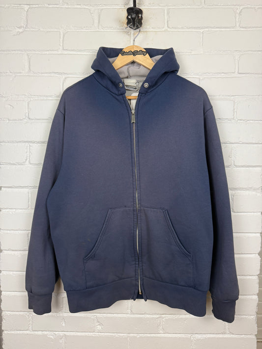 Vintage 80s/90s Muleskins Thermal Lined Blank Full Zip Hooded Sweatshirt Size XL