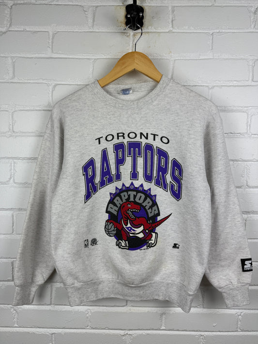 Vintage 1994 Toronto Raptors Arc Spell Out Starter Graphic Crewneck Sweatshirt Size Youth M