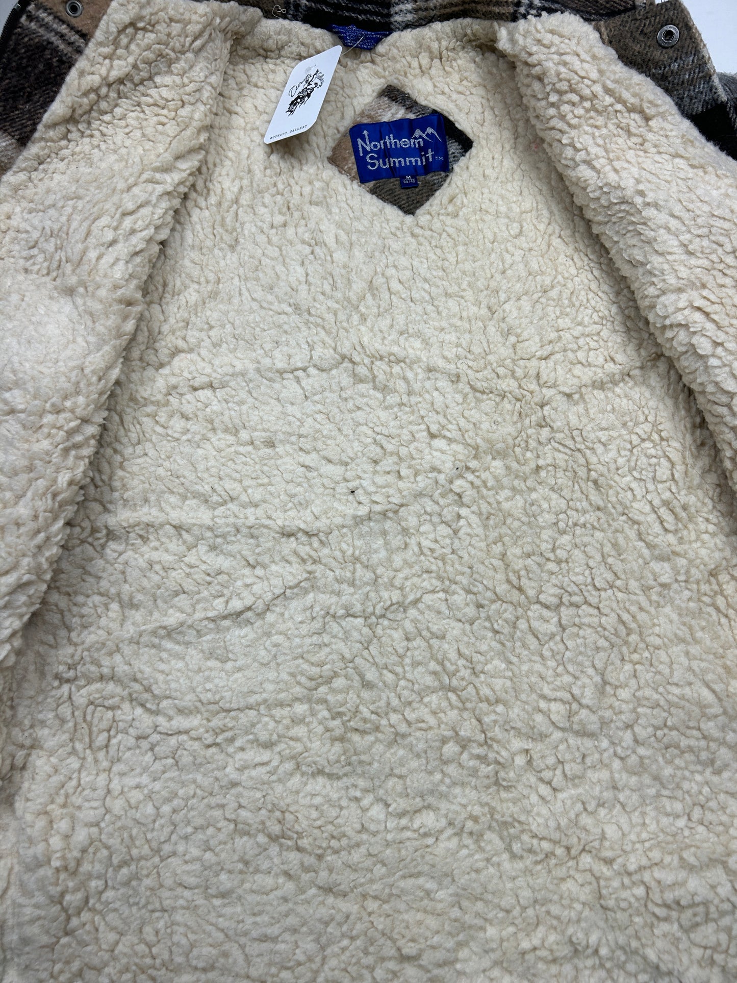 Vintage 80s Nothern Summit Sherpa Lined Plaid Overcoat Jacket Size M