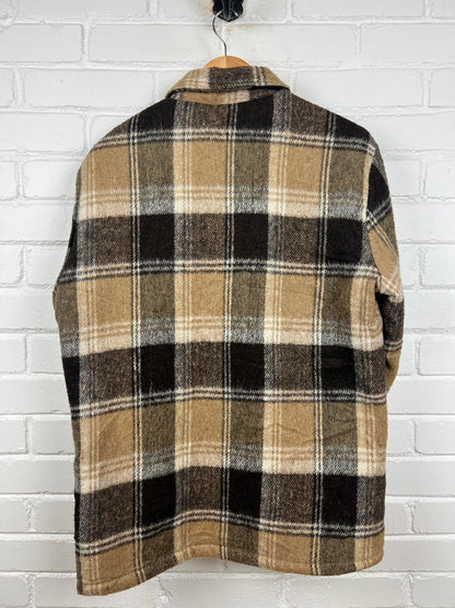 Vintage 80s Nothern Summit Sherpa Lined Plaid Overcoat Jacket Size M