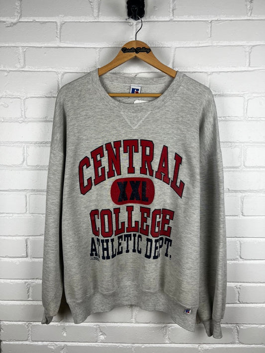 Vintage 90s Cenrtal College Big Graphic Colliegate Russel Athletic Sweatshirt Size XXL