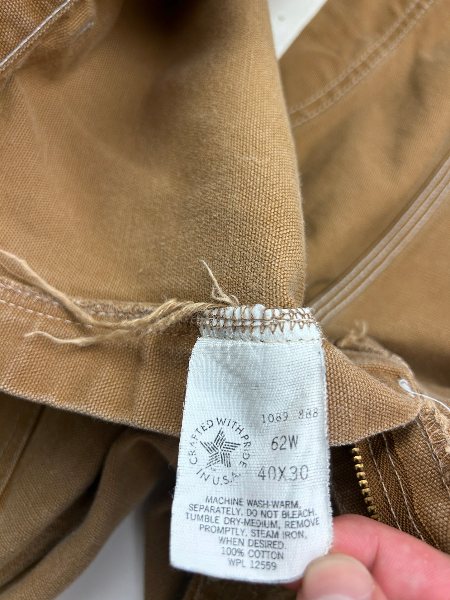 Vintage 1989 Carhartt Canvas 100 Year Anniversary Double Knee Pants Size 38W 80s