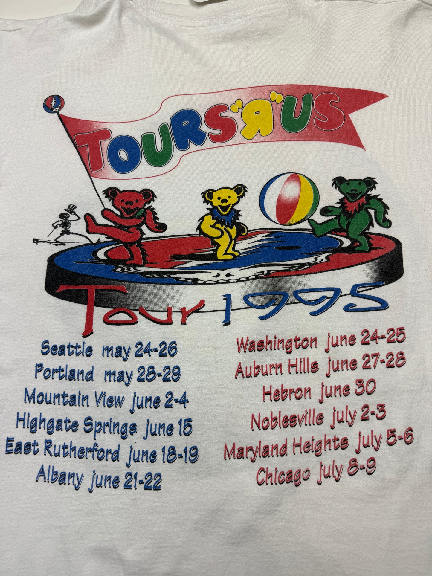 Vintage 1995 Grateful Tours R Us 30th Anniversary Trip Dancing Bear Band Music T Shirt Size L 90s