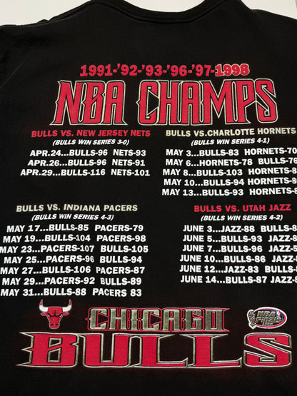 vintage 1998 Chicago Bulls NBA Champs Road To The Finals Stats Front & Back Graphic T Shirt Size L 90s
