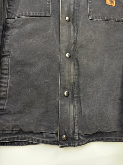 Carhartt Insulated Canvas Work Wear Barn Coat Cord Collar Size XL Black