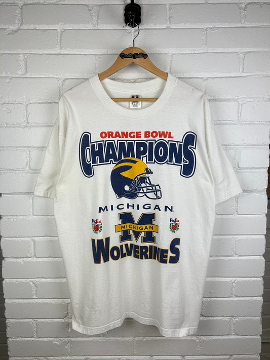 Vintage 2000 Michigan Wolverines Orange Bowl Champions NCAA Football T Shirt Size XL