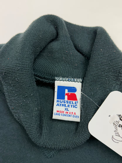 Vintage 90s Russell Athletic Boxy Fit Blank Turtleneck Sweatshirt Size XL Dark Blue Green