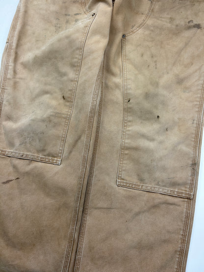 Carhartt Canvas Work-Wear Double Knee Loose Original Fit Pants Size 32W Beige
