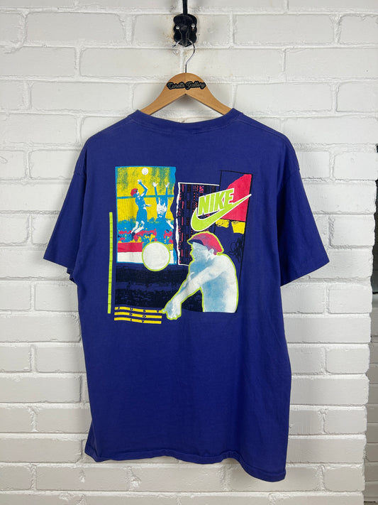 Vintage 80s/90s Nike Beach Volleyball Sports Graphic T Shirt Size XL Gray Tag