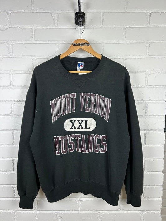 Vintage 90s Mount Vernon Mustangs Russell Athletic Sweatshirt Size L