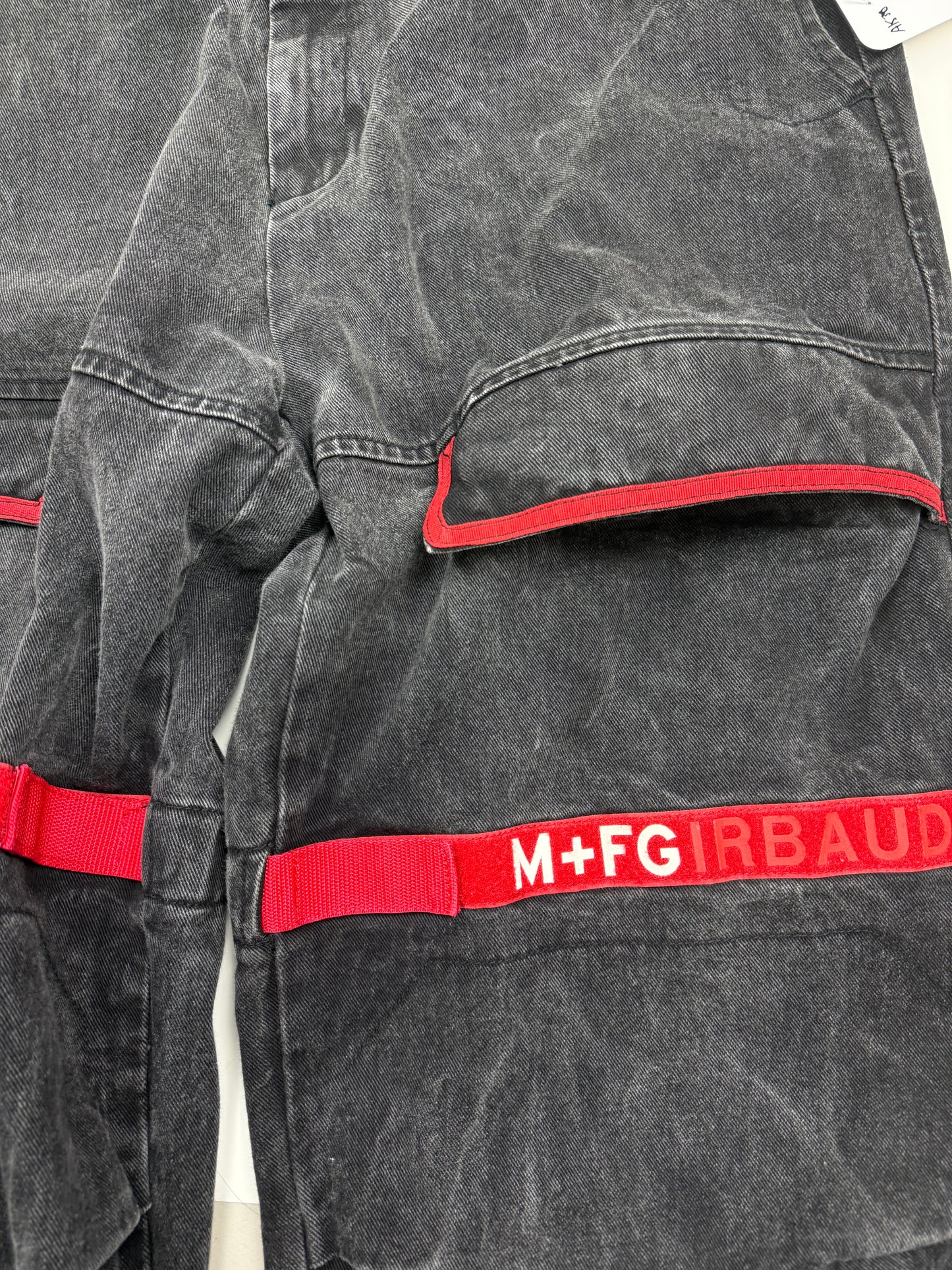 Vintage Marithe Francois Girbaud M+FG Baggy Cargo Black Denim Jean Pants Size 39W