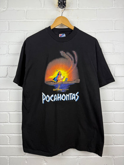 Vintage 1995 Pocahontas Disney Movie Promo Graphic Meeko Cartoon Animated T Shirt Size L