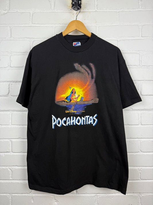 Vintage 1995 Pocahontas Disney Movie Promo Graphic Meeko Cartoon Animated T Shirt Size L