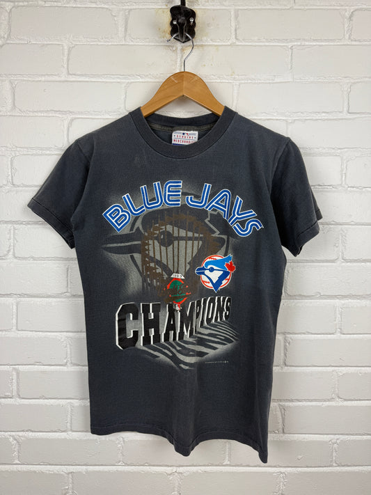 Vintage 1993 Toronto Blue Jays World Series Champs Trophy Graphic T Shirt Size S