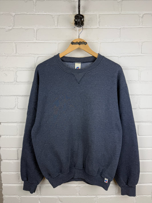 Russell Athletic Blank Crewneck Sweatshirt Size M Charcoal Blue
