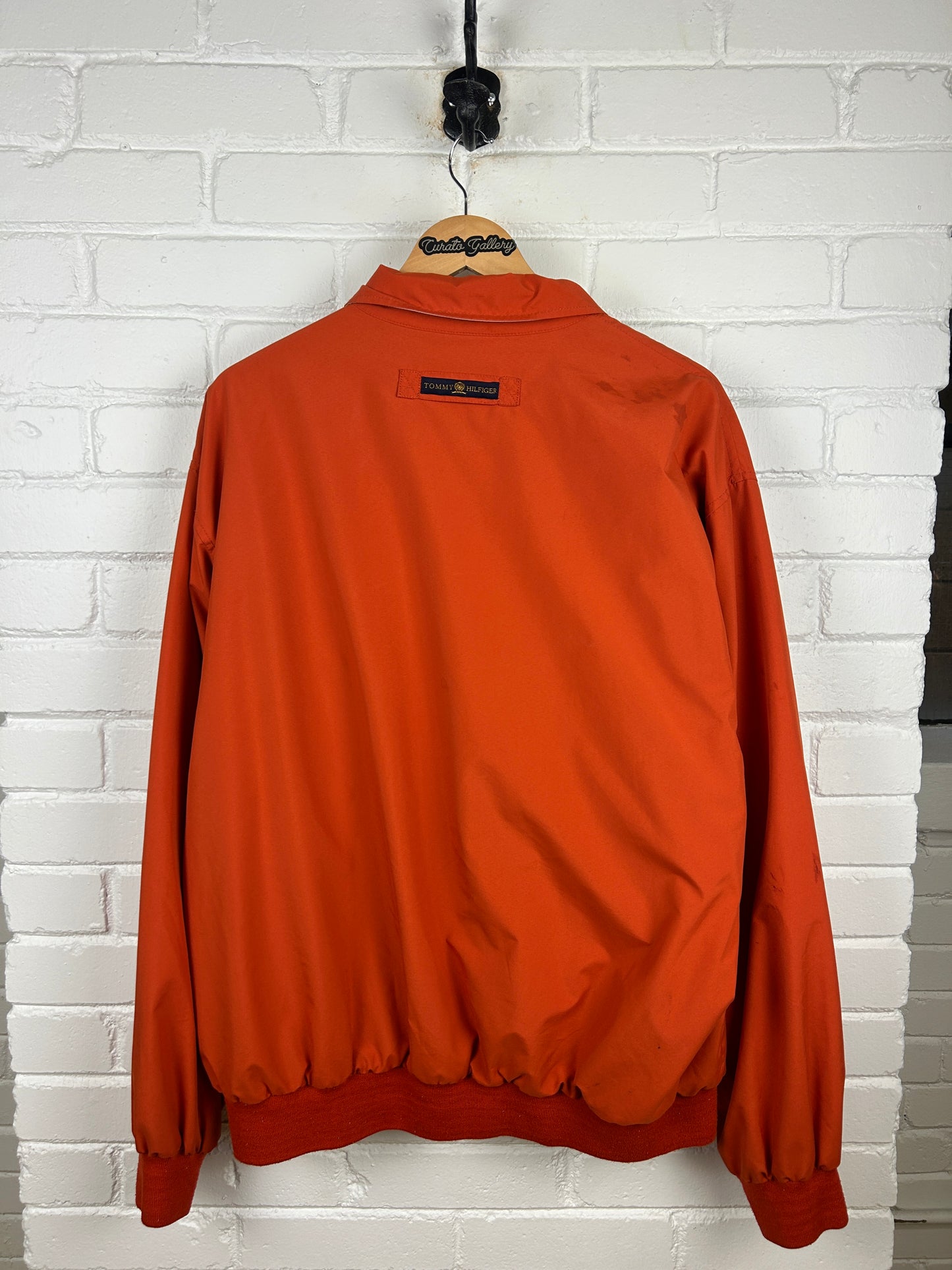 Vintage Tommy Hilfiger Embroidered Crest Fleece Lined Harrington Jacket Size XL