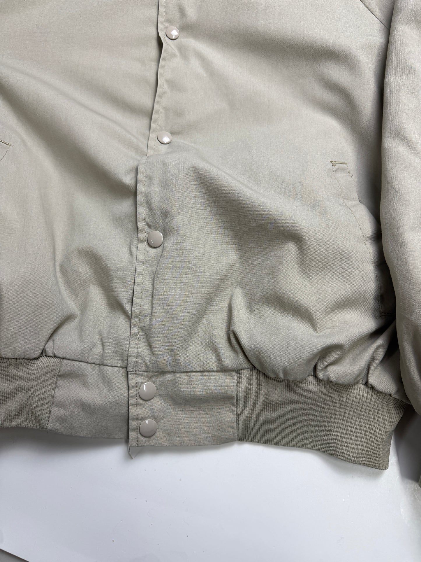 Vintage 80s/90s West Ark Quilted Lined Bomber Jacket Size XL Made In USA Beige