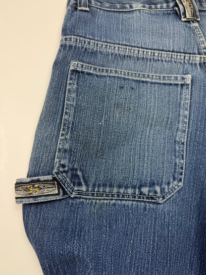 Vintage Y2K Culture XXX Carpenter Style Relaxed Fit Medium Sand Blasted Denim Jeans Pants Size 34W