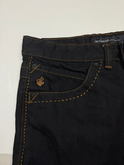 Vintage Y2K Rocawear Embroidered Back Pocket Black Denim Pants Size 36W