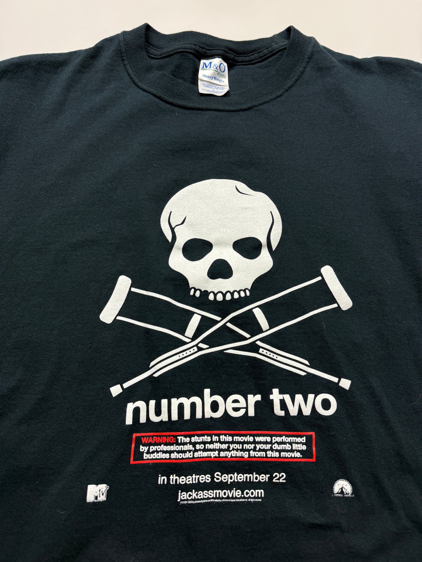 2006 Jackass Number Two MTV Skull And Crutches Knoxville Movie Promo Graphic T Shirt Size L
