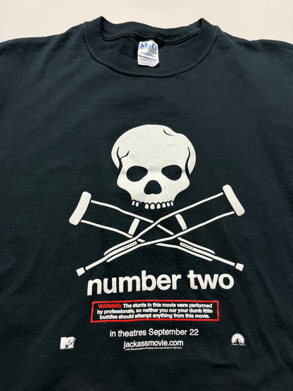 2006 Jackass Number Two MTV Skull And Crutches Knoxville Movie Promo Graphic T Shirt Size L