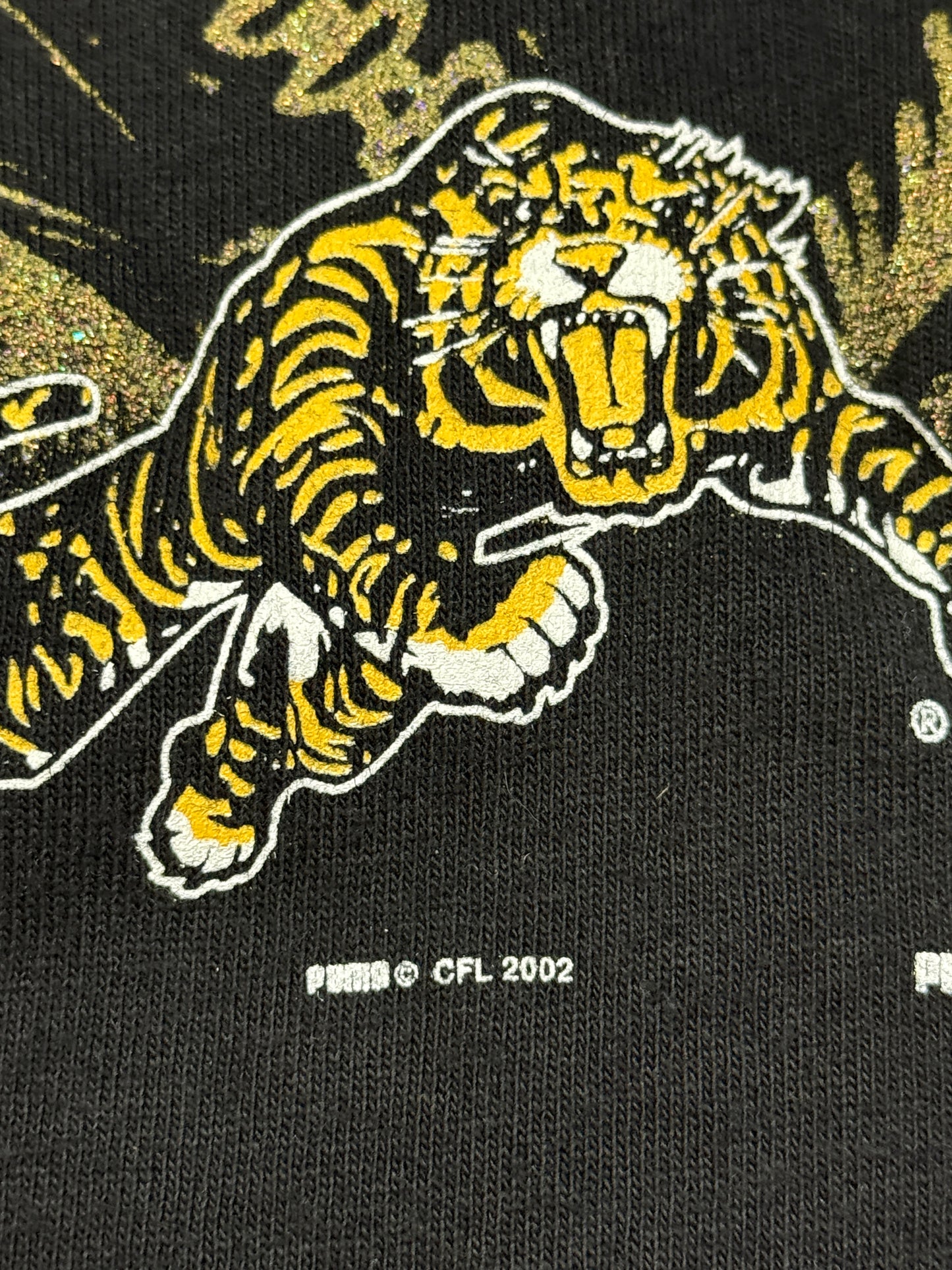 Vintage 2002 Hamilton Tiger Cats Spell Out Graphic Puma T Shirt Size L