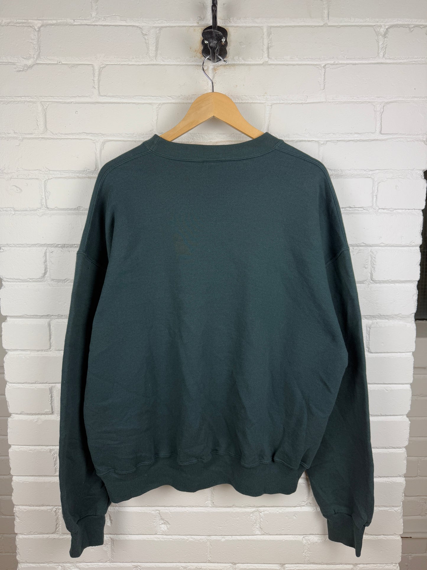 Vintage Russell Athletic Boxy Fit Blank Crewneck Sweatshirt Size XL Dark Blue Green
