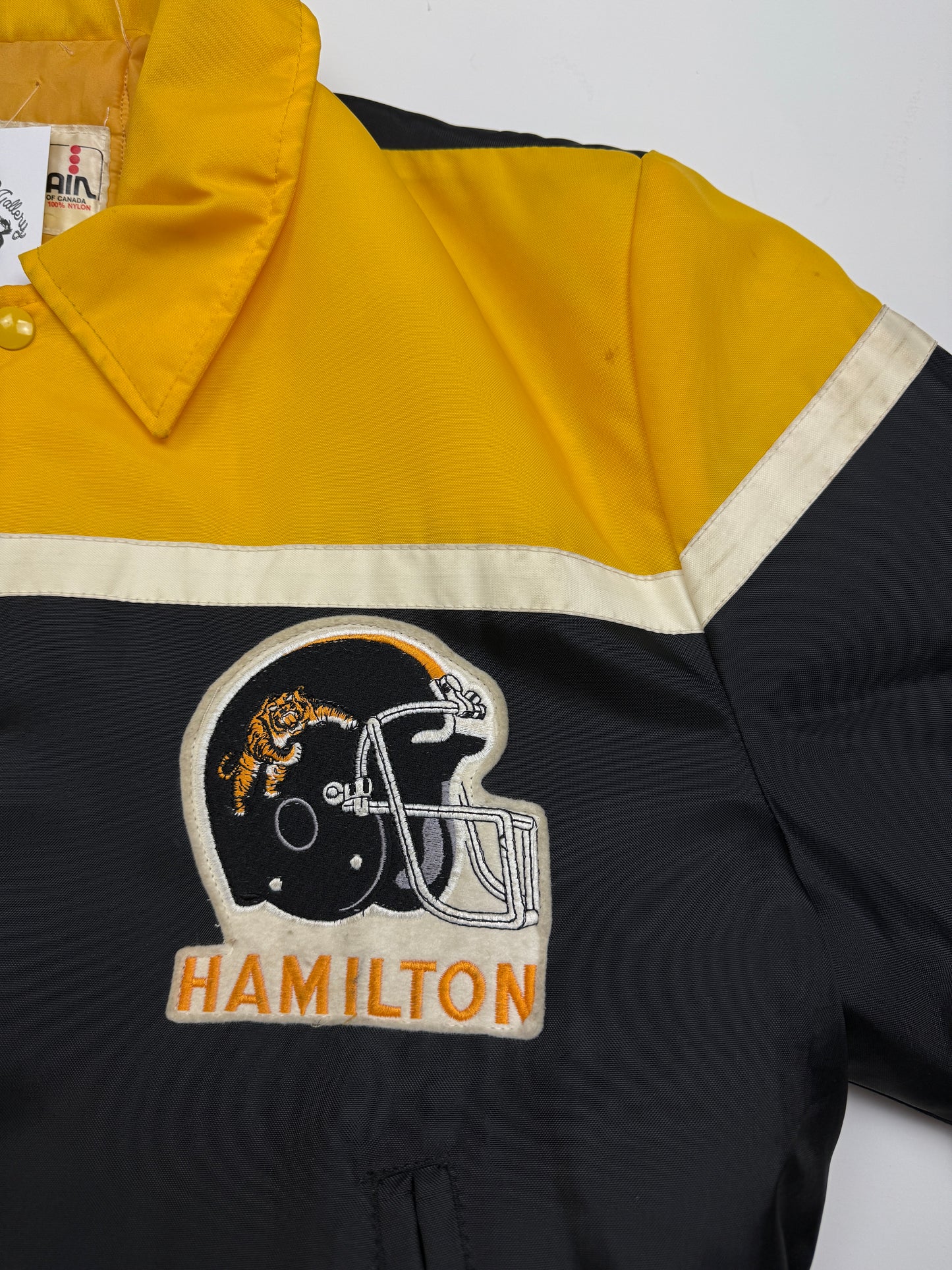 Vintage 80s Hamilton Tiger Cats Insulated Two Tone Bomber Jacket Size L
