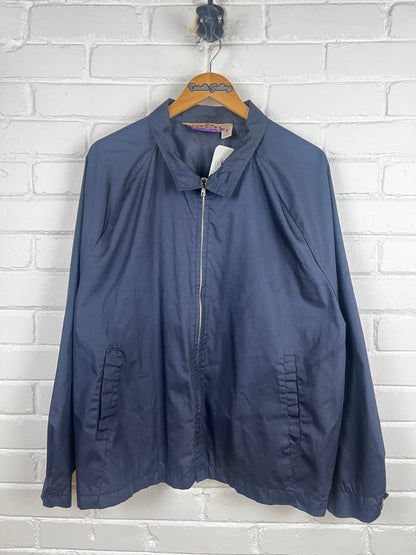 Vintage 90s Back Pack Light Harrington Style Cropped Jacket Size XL Navy Blue