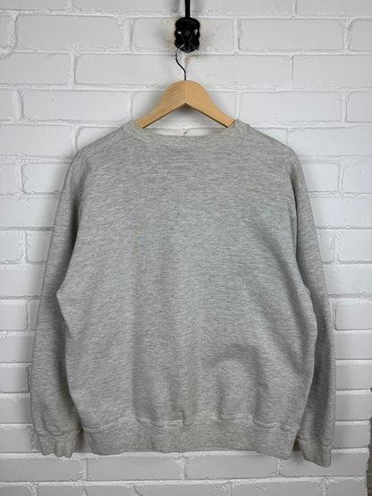 Vintage 90s Champion Embroidered Spell Out Crewneck Sweatshirt Size XL Heather Gray