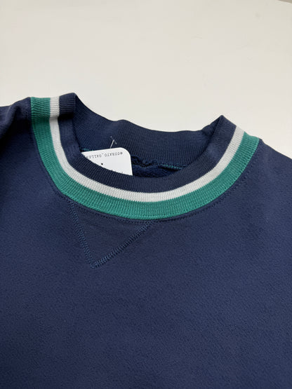 Vintage 90s Blank Striped Cuffs Navy Blue Crewneck Sweatshirt Size XL
