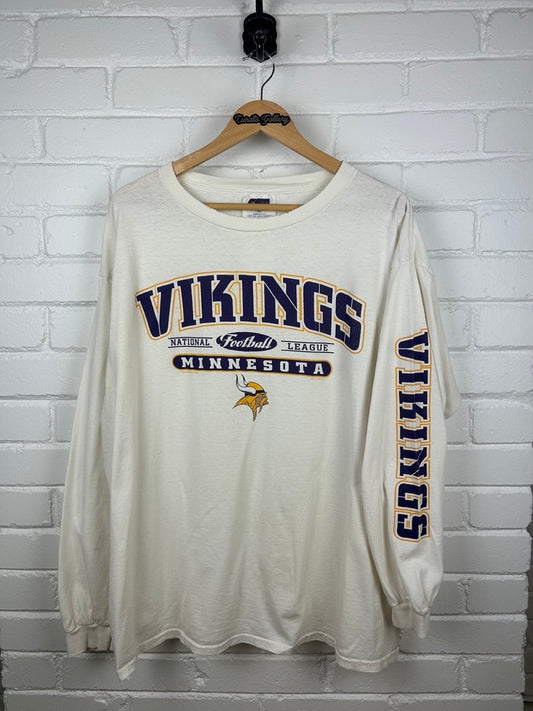 Vintage 2000 Minnesota Vikings Sleeve Spell Out NFL CSA Long Sleeve T Shirt XL