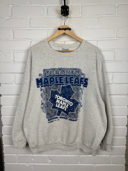 Vintage 1994 Toronto Maple Leafs NHL Hockey Big Graphic Crewneck Sweatshirt Size XL 90s