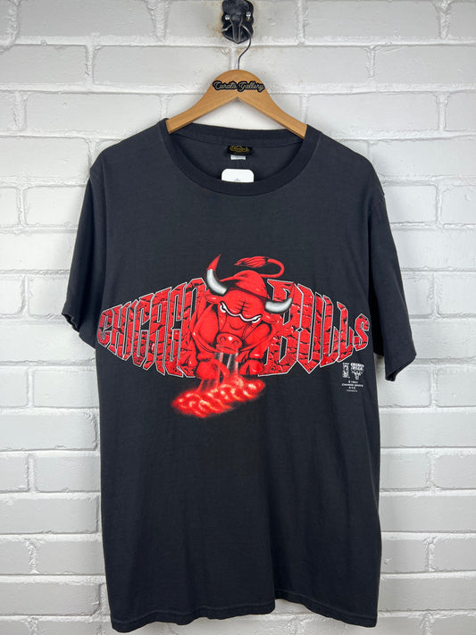 Vintage 1997 Chicago Bulls NBA Spell Out Changes Sports T Shirt Size L 90s