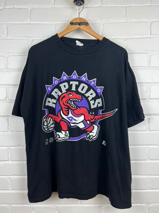 Vintage 90s Toronto Raptors Big Logo Graphic NBA Starter T Shirt Size XL