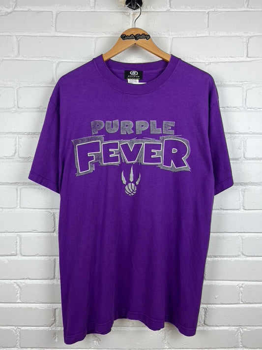 Vintage 90s Toronto Raptors Purple Fever NBA Spell Out T Shirt Size L