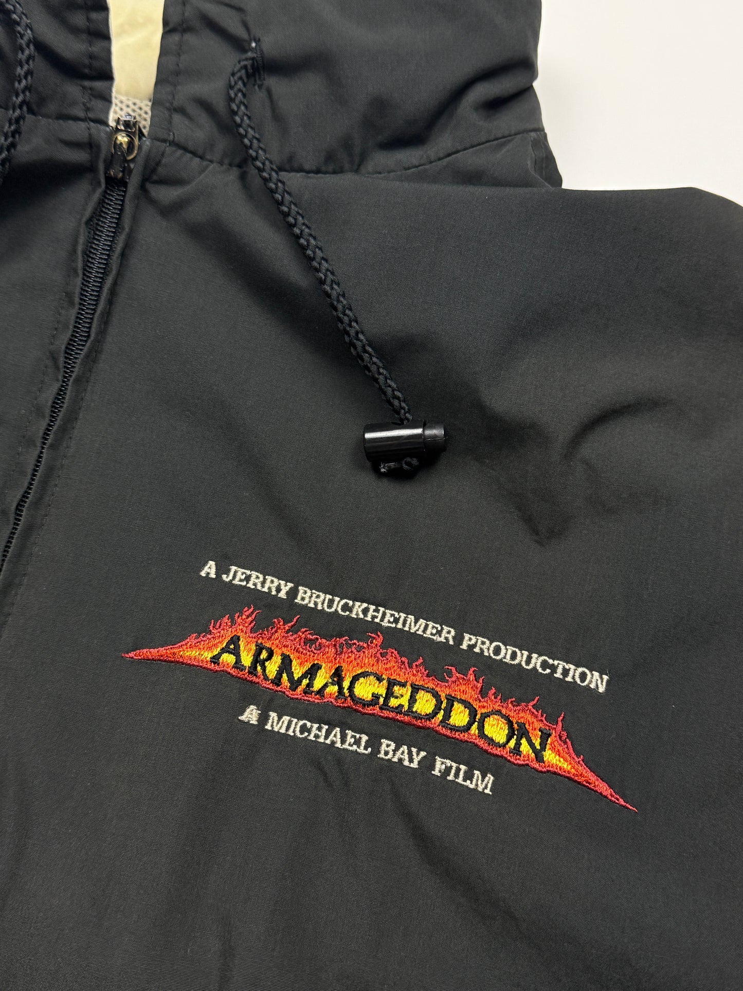 Vintage 1998 Armageddon Embroidered Cast And Crew Movie Film Windbreaker Jacket Size XL