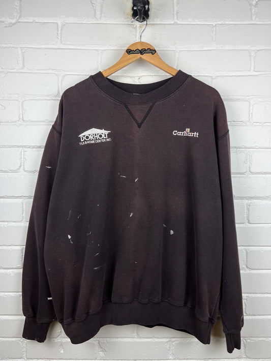 Vitnage 90s Carhartt Embroidered Spell Out Heavy Weight Work Wear Crewneck Sweatshirt Size XL