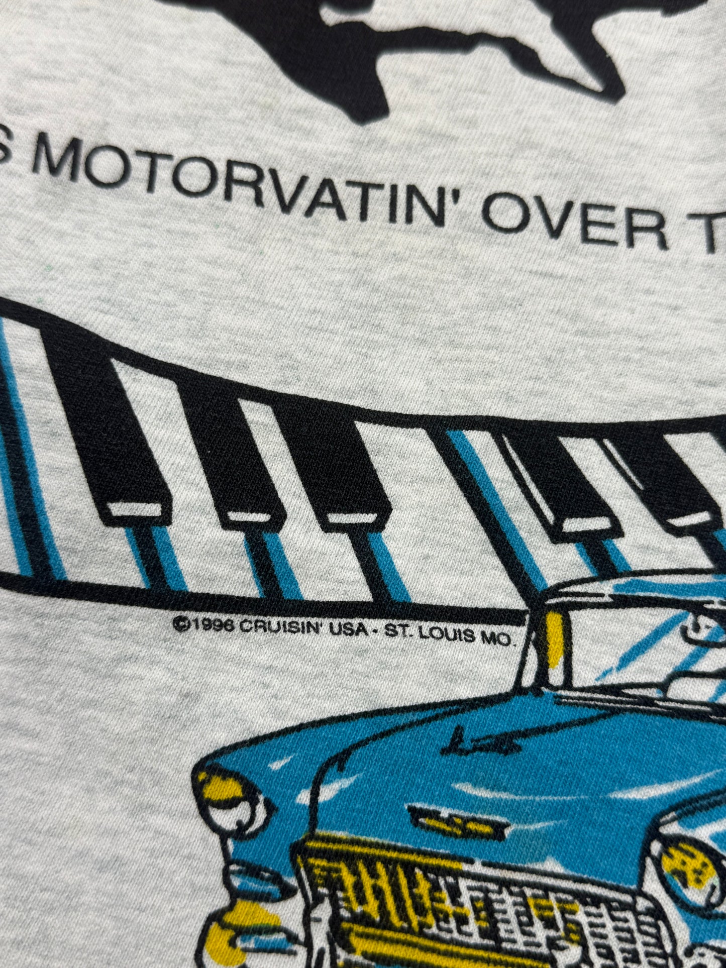 Vintage 1996 Cruisin Back To The 50s All Over Print Classic Cars Diner T Shirt Size XL