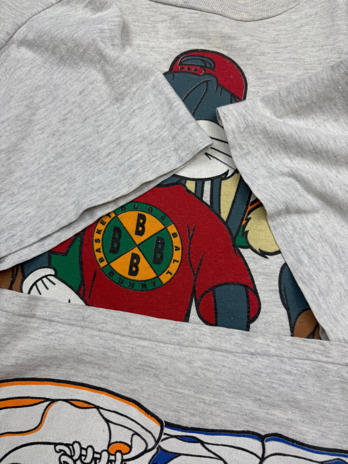 Vintage 1993 Looney Tunes Bugs Taz Wile E. Basketball Streetwear Front & Back T Shirt Size L 90s