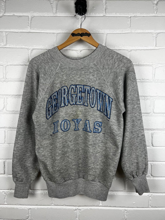 Vintage 1989 Georgetown Hoyas Arc Spell Out Collegiate Sweatshirt Size S 80s