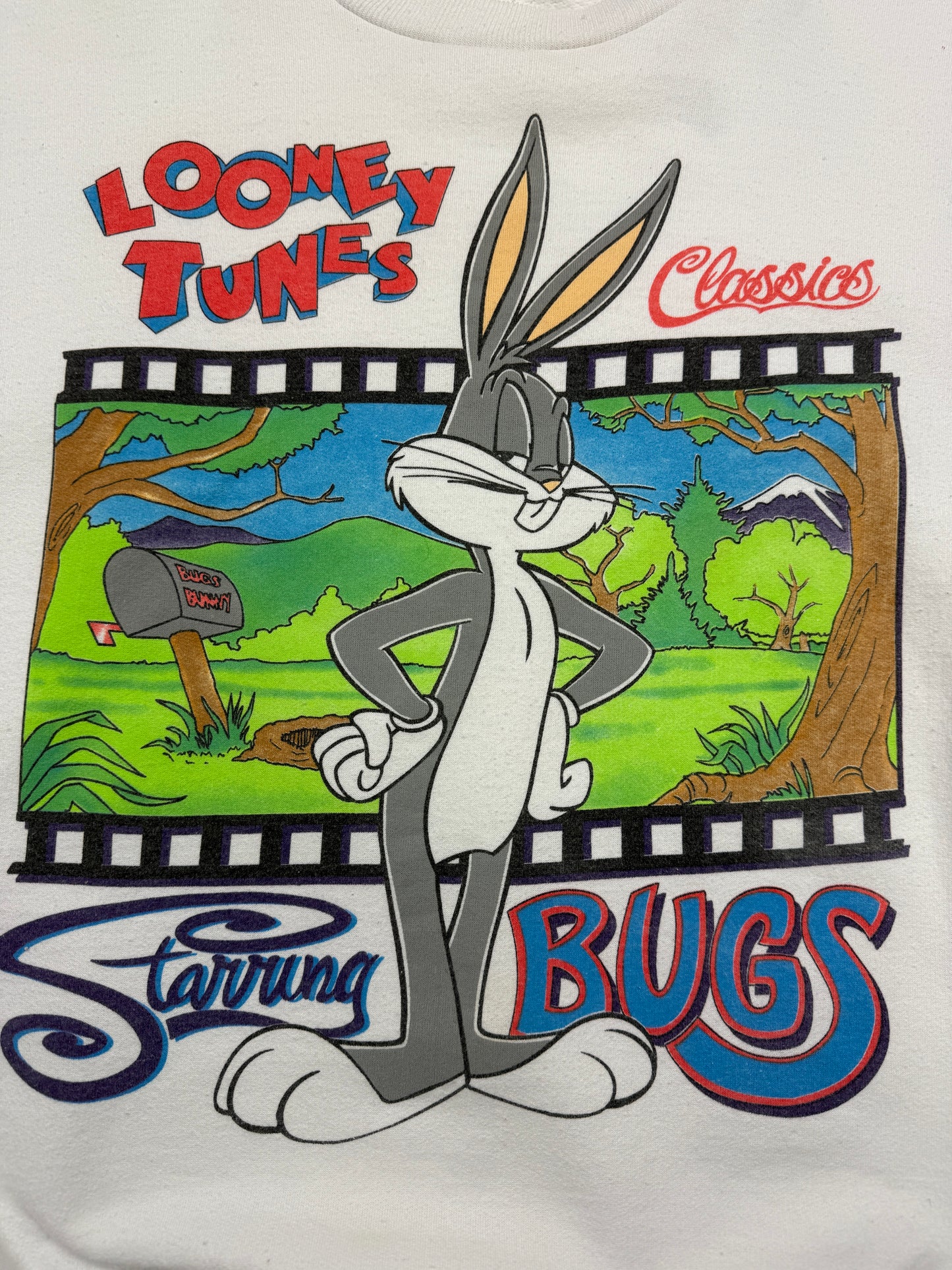 Vintage 90s Looney Tunes Classics Bugs Bunny Cartoon Film Sweatshirt Size XL