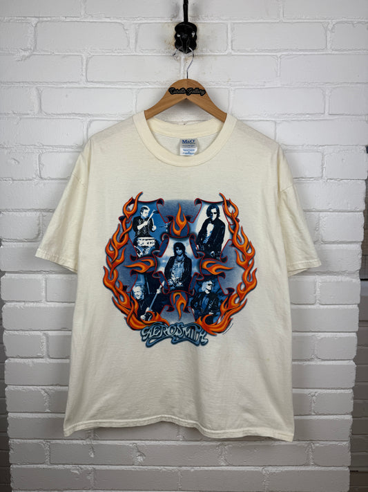 Vintage 2003 Aerosmith Rock And Roll Flames Tour Band T Shirt Size XL