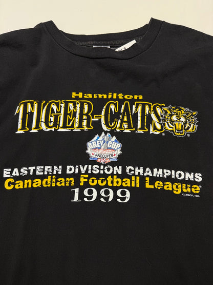 Vintage 1999 Hamilton Tiger Cats Eastern Division Champs Football Graphic T Shirt Size L