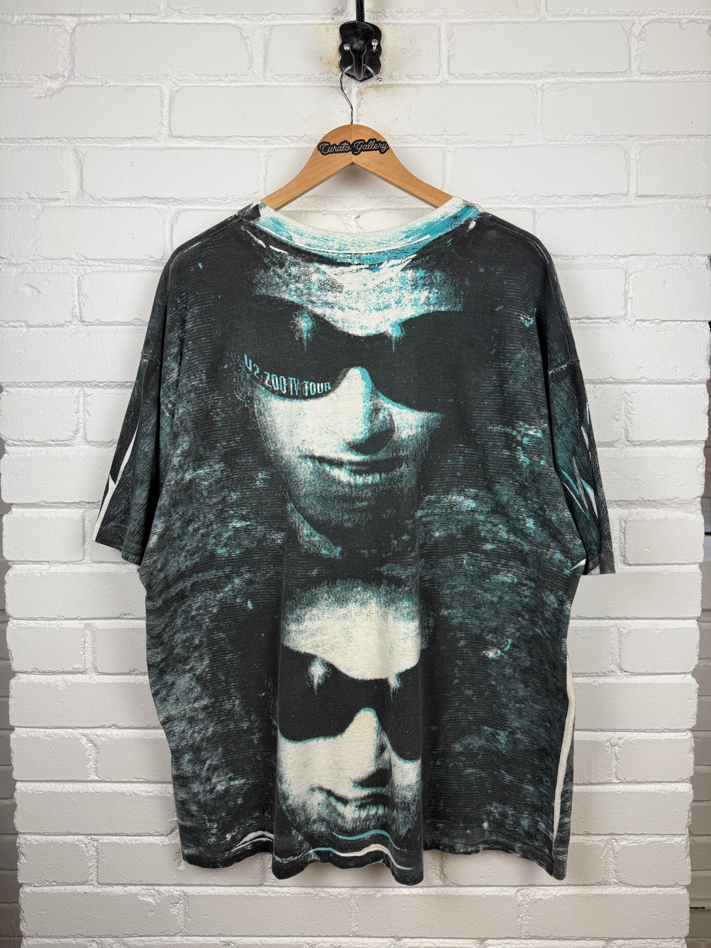Vintage 1992 U2 Zoo TV Tour All Over Print Band Music T Shirt Size XXL 90s