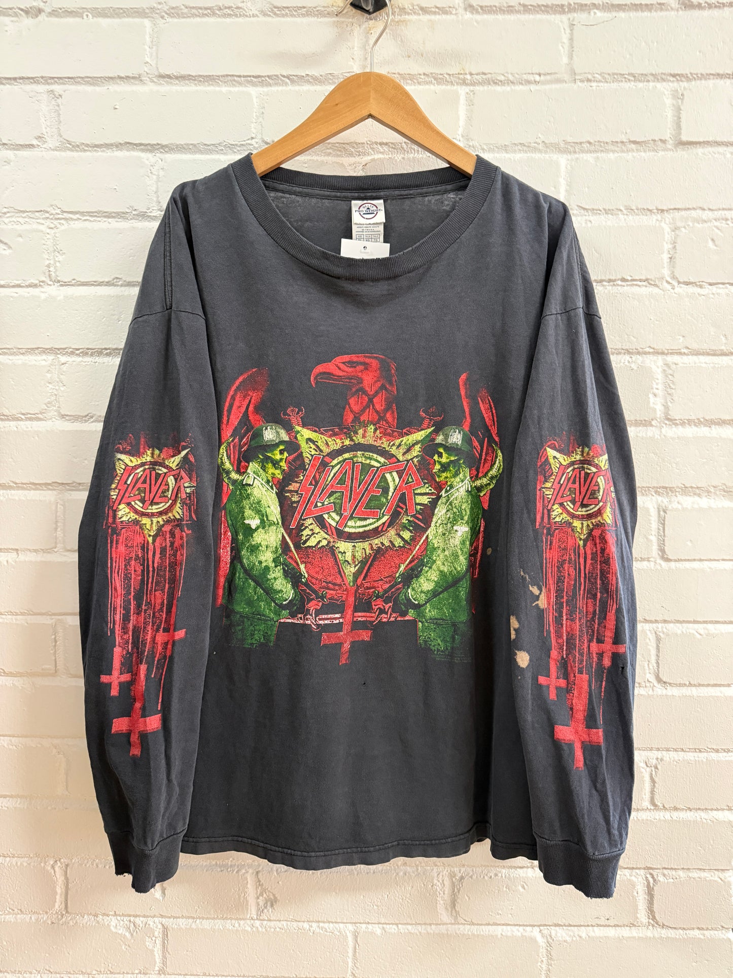 Vintage 2006 Slayer Unholy Alliance Summer Tour 666 Metal Band Long Sleeve T-Shirt Size XL