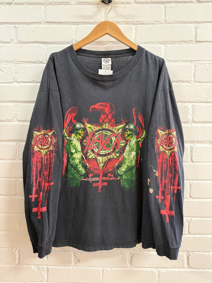 Vintage 2006 Slayer Unholy Alliance Summer Tour 666 Metal Band Long Sleeve T-Shirt Size XL