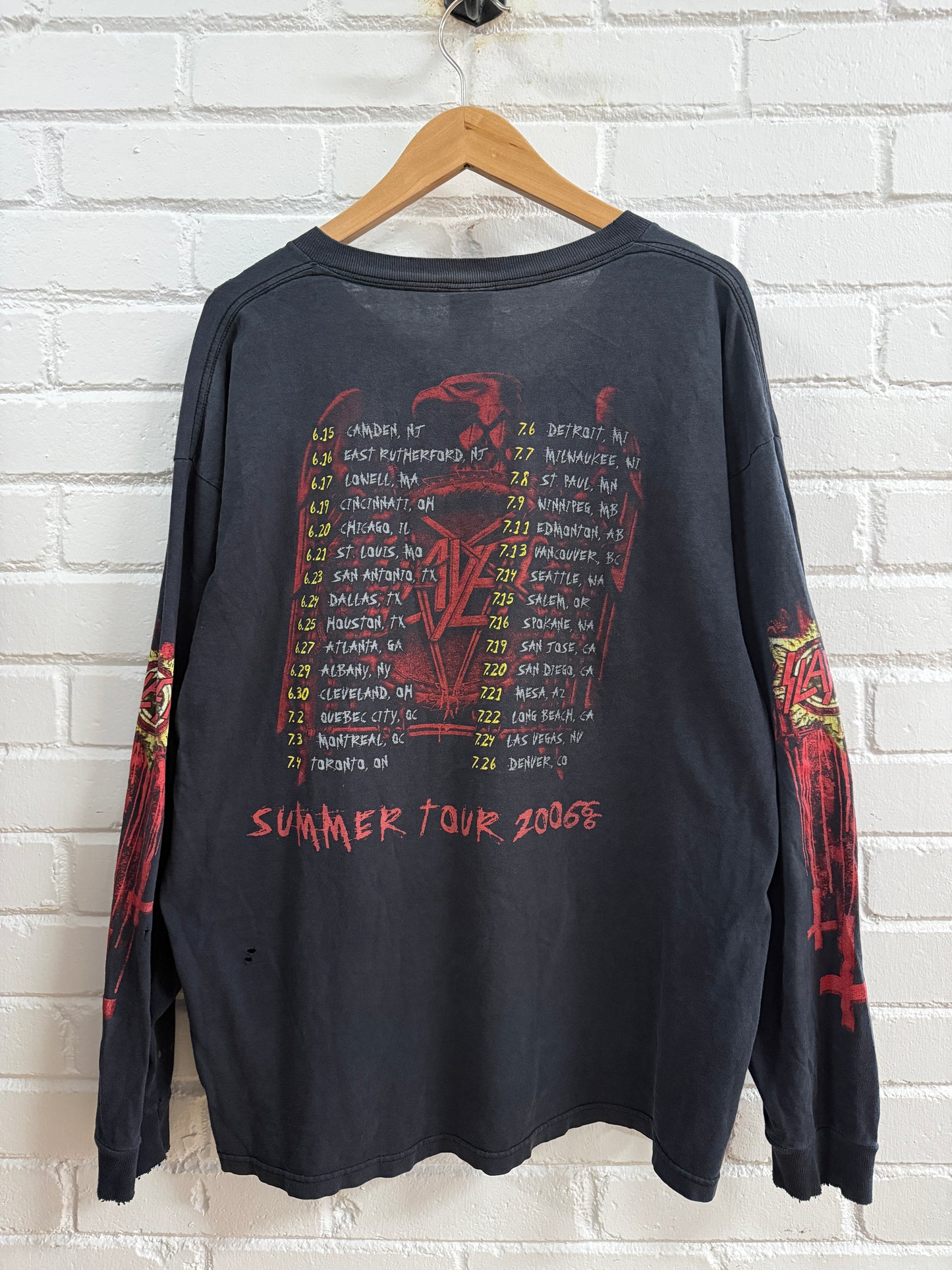 Vintage 2006 Slayer Unholy Alliance Summer Tour 666 Metal Band Long Sleeve T-Shirt Size XL