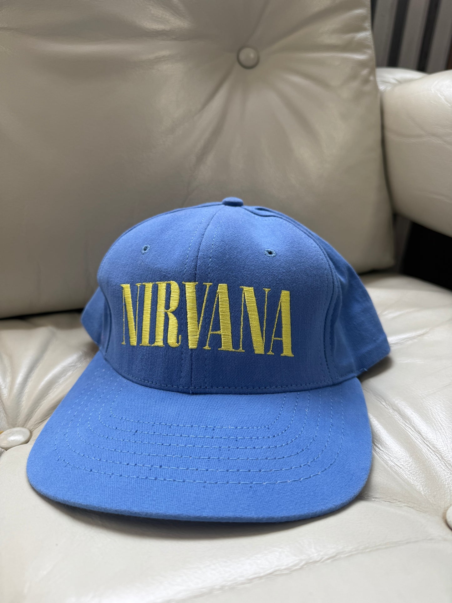 Vintage 1991 Nirvana Nevermind Tour Promo Baby Blue Band Snapback Hat 90s